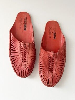 Matisse x Amuse Society Morocco Leather Mule Huarache 9 Artisan Red Boho Mexican
